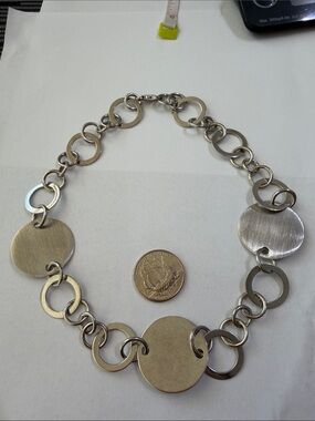 Sterling Silver Disc Link Necklace - Women's Jewelry  925 China  18 inches